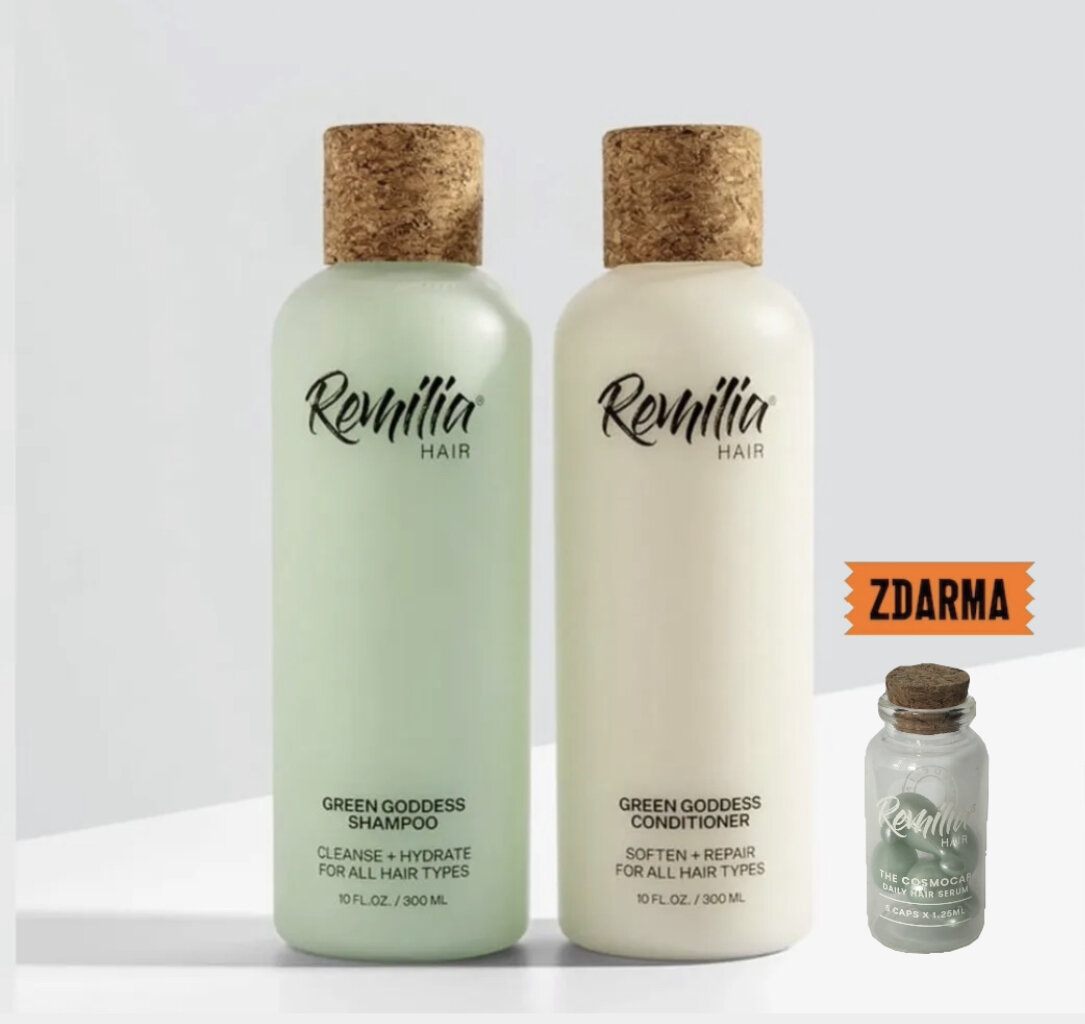 Set Green Goddess šampon 300ml a kondicioner 300ml + MINI lahvička (5 ks) vlasového séra ZDARMA